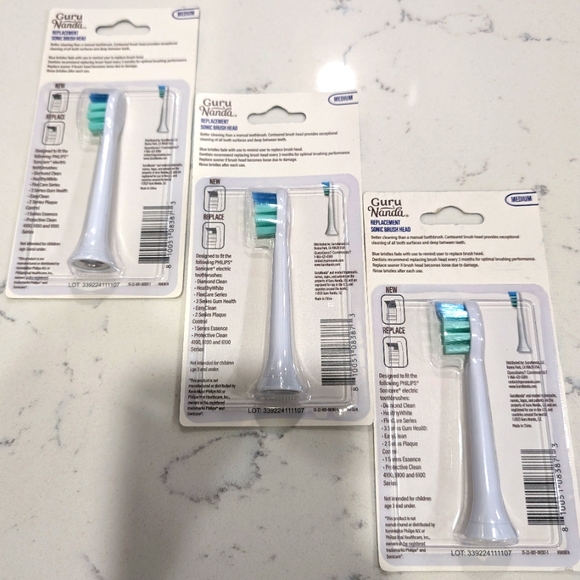 3 sonic toothbrush head replacements by Guru Nanda, fits Philips Sonicare 🪥 - Picture 4 of 5